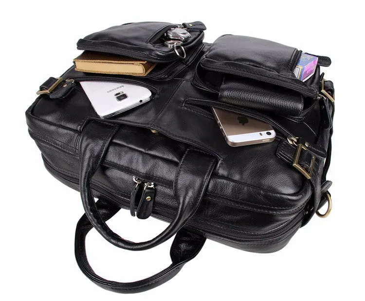 100% Guarantee Real Genuine Leather Men Messenger Bags (14'' Laptop Briefcase)