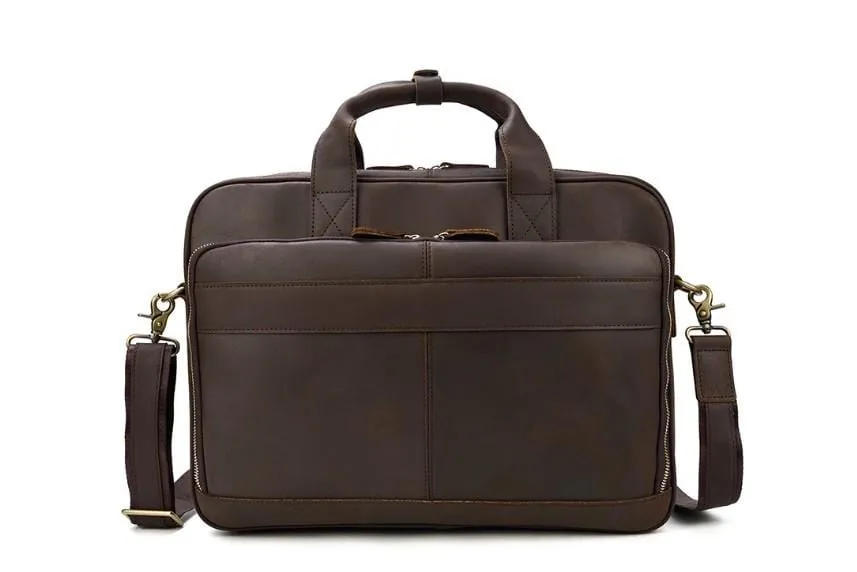 15 Inch Unisex Coffee Leather Laptop Bags