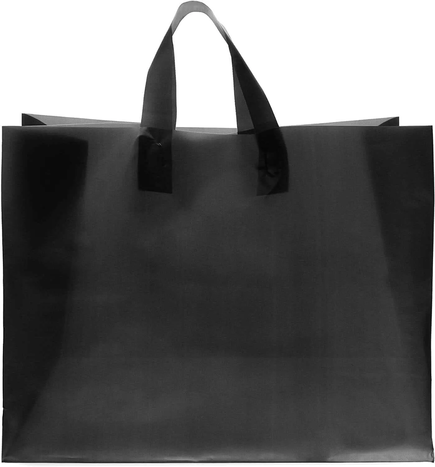 16x6x12 Large Frosted Black Plastic Bags with Handles