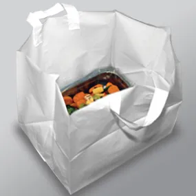 22" x 14" x 15.25"   14"BG 3 mil Unprinted White Take Out Bag w/ Loop Handle, 100/CS