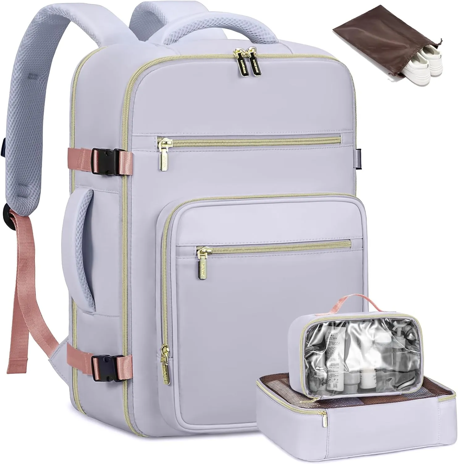 4Pcs Plain Color Travel Backpack, 40L/50L