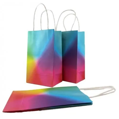 8pk Bright Rainbow Paper Party Gift Bags