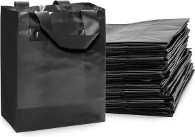 8x4x10 Small Frosted Black Plastic Bags with Handles