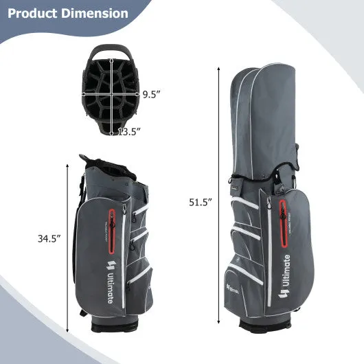 9.5 Inch Lightweight Golf Cart Bag with 15 Way Top Dividers-Red