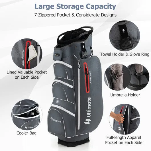 9.5 Inch Lightweight Golf Cart Bag with 15 Way Top Dividers-Red