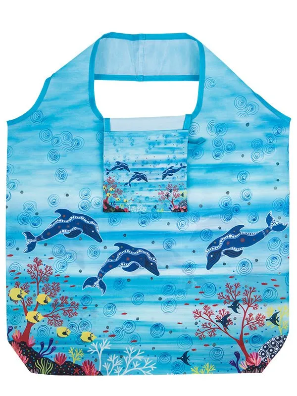 Aboriginal Dolphin Recycled Plastic Bottle Bag 45cm