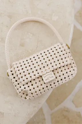 Adorne Pippa Lattice Weave Handbag Nude