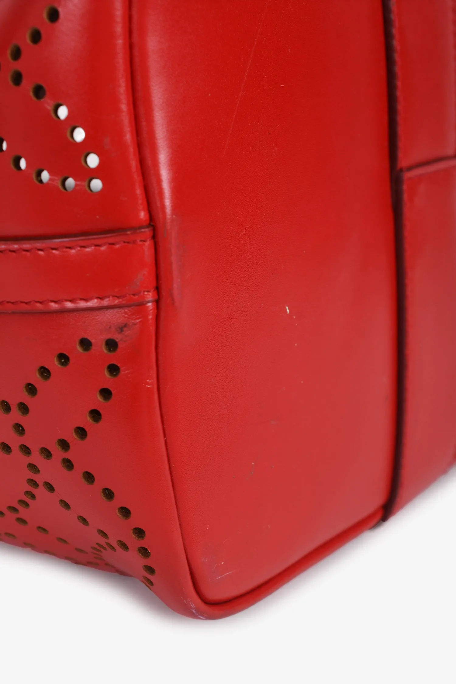 Alaia Paris Red Perforated Leather Top Handle Tote