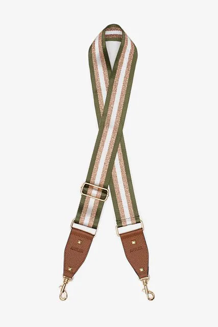 Antler Bag Strap/Khaki & Rose Gold Stripe