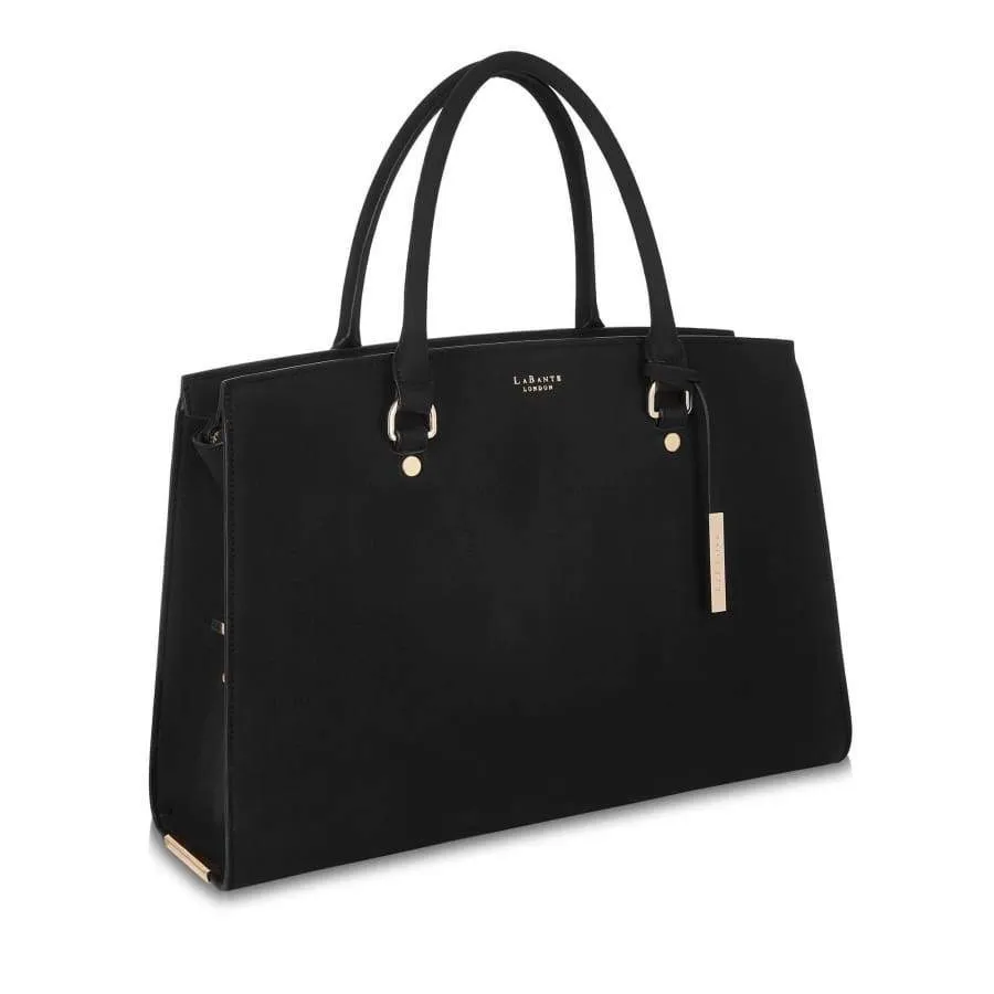 Aricia Vegan Leather Laptop Bag | Black