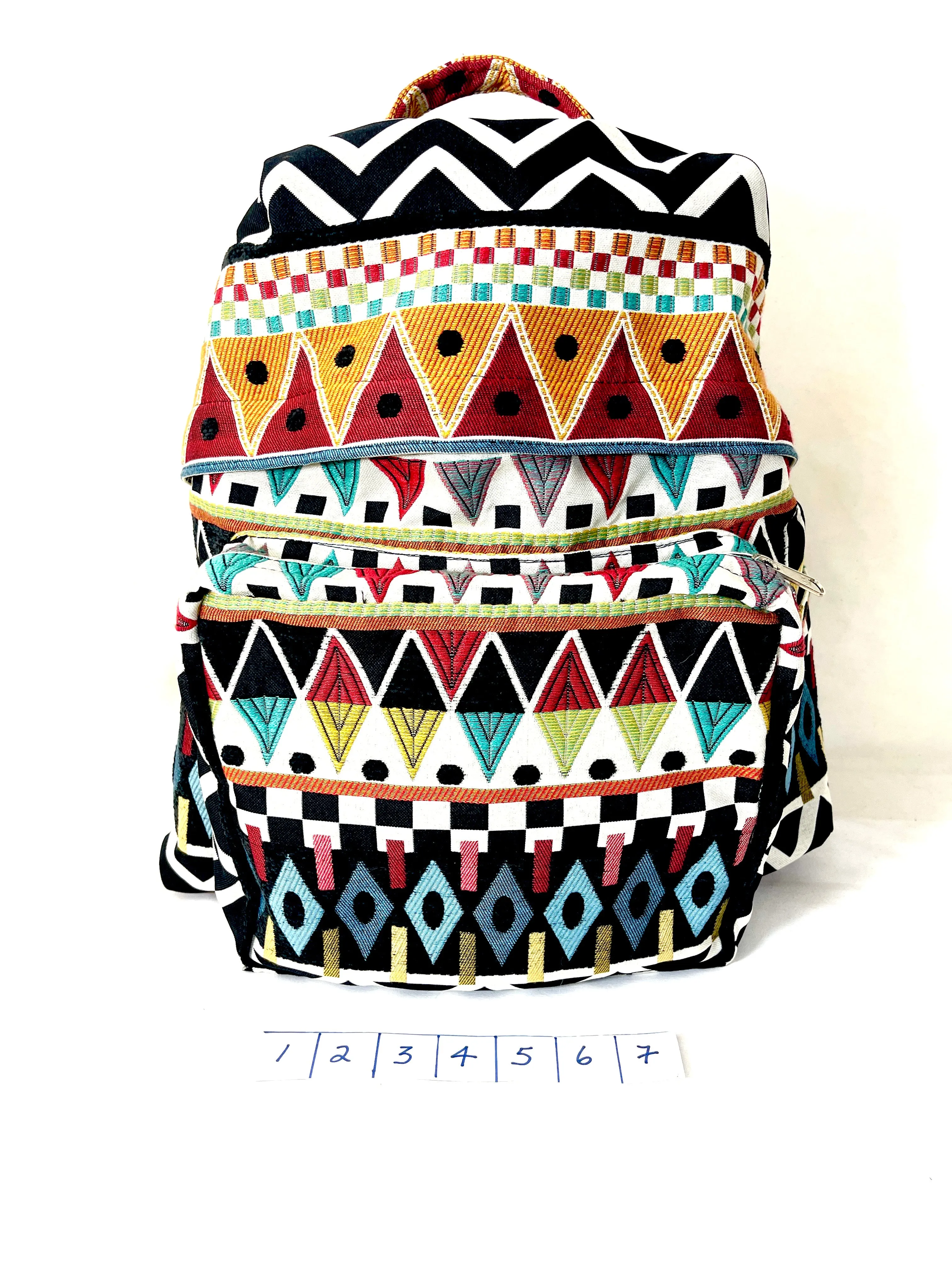 Backpack, Large in Geometric Banded Tapestry