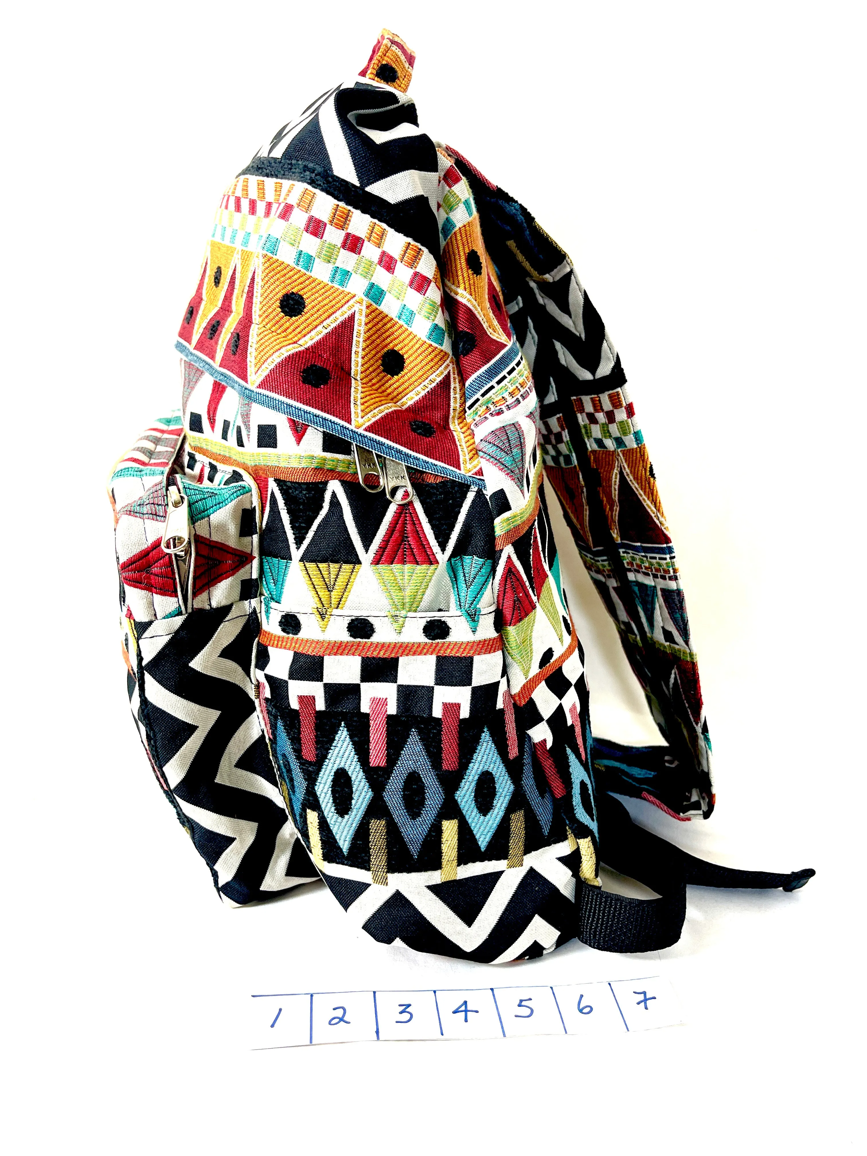 Backpack, Large in Geometric Banded Tapestry