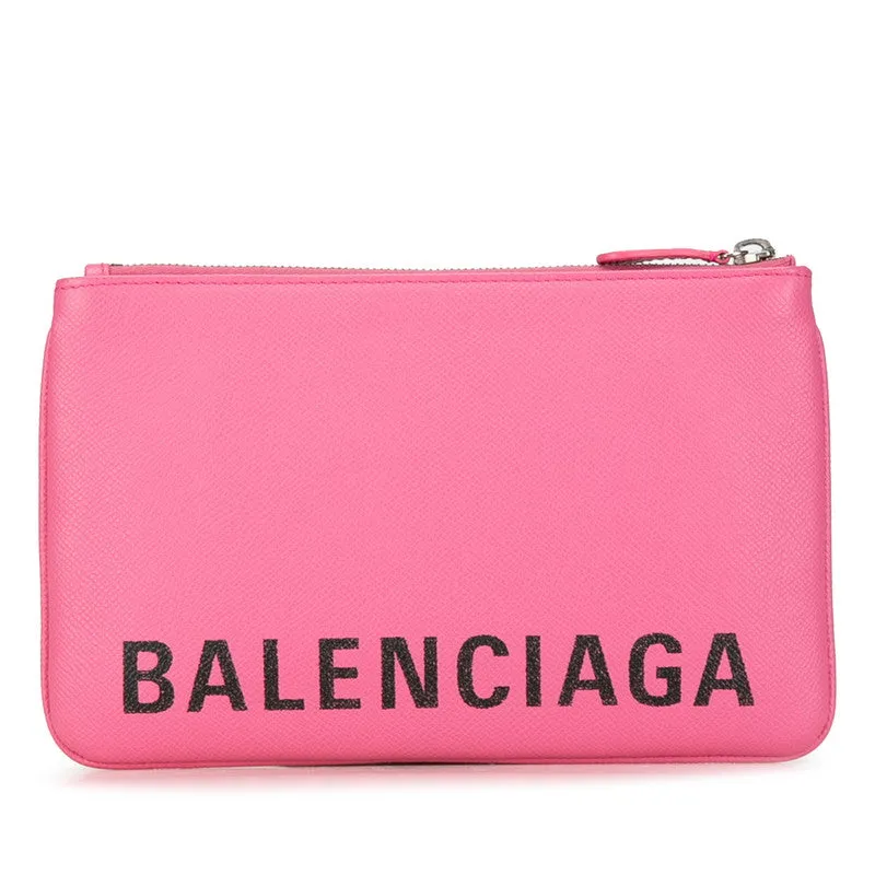 Balenciaga Ville Logo Leather Clutch Bag 545773