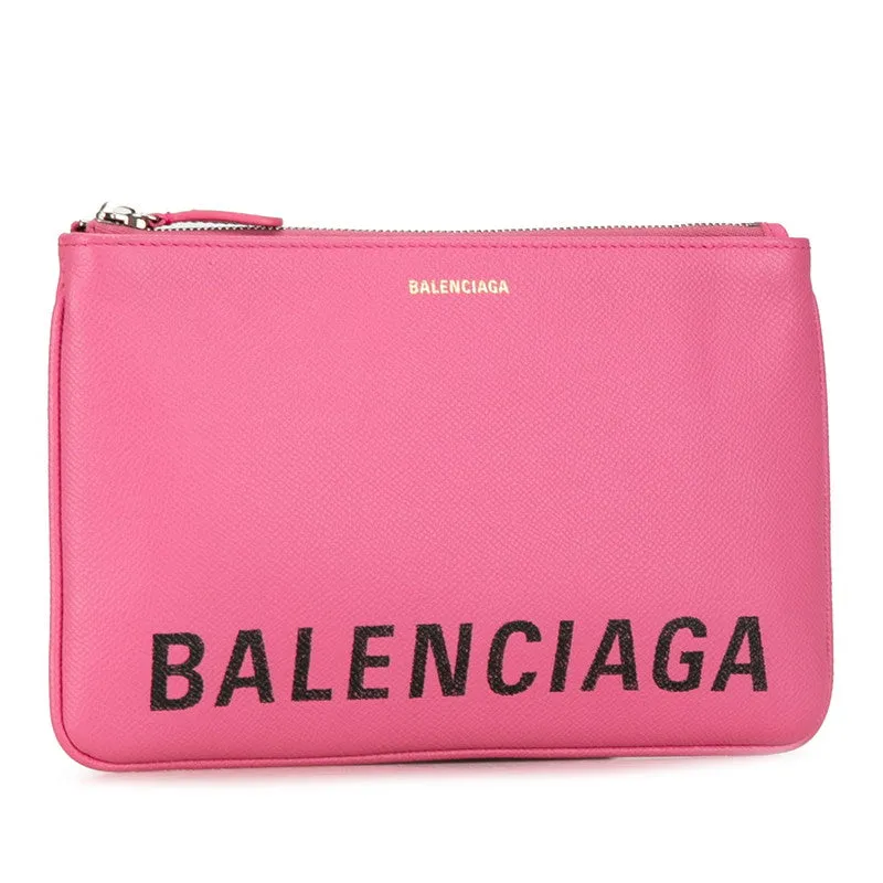 Balenciaga Ville Logo Leather Clutch Bag 545773