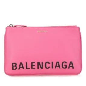 Balenciaga Ville Logo Leather Clutch Bag 545773