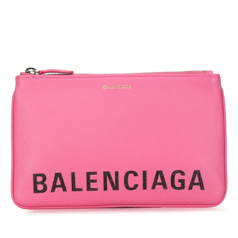 Balenciaga Ville Logo Leather Clutch Bag 545773