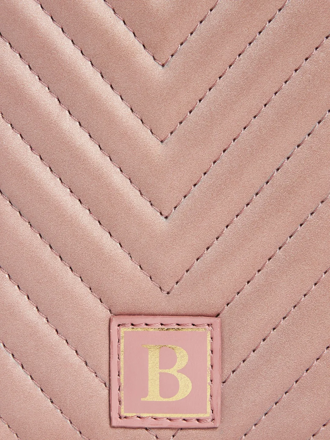 Berrylush Women Pink Quilted Pattern Synthetic Leather Long Passport Holder