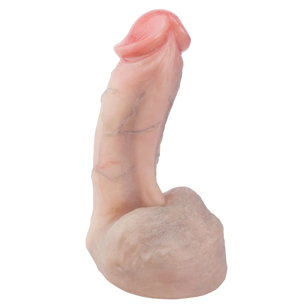 BF55 Extra-Thick Realistic Skin Tone Dual Density Liquid Silicone Suction Cup Dildo with Balls 8.5 Inch