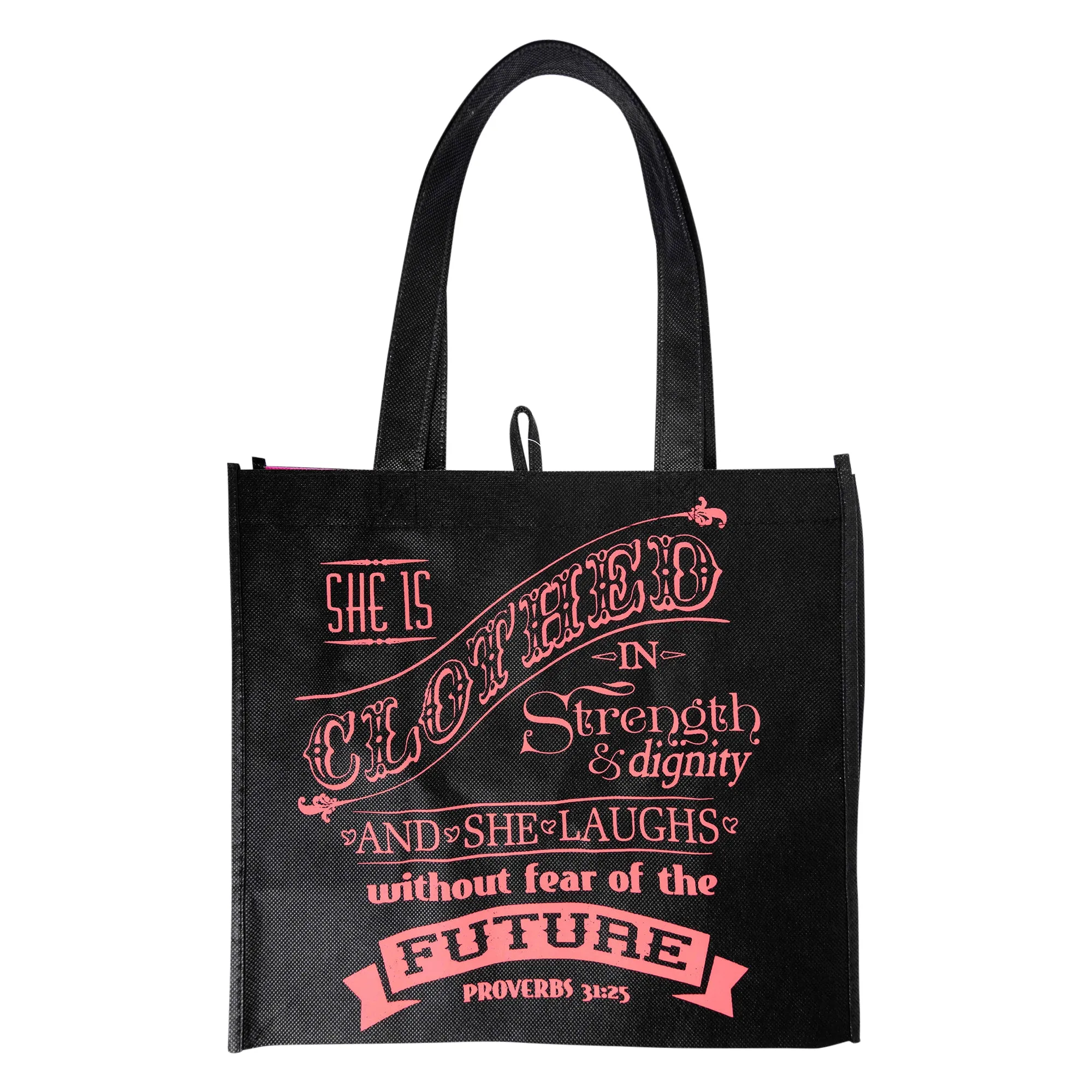 Black & Pink Eco Tote Bag - Proverbs 31 Woman