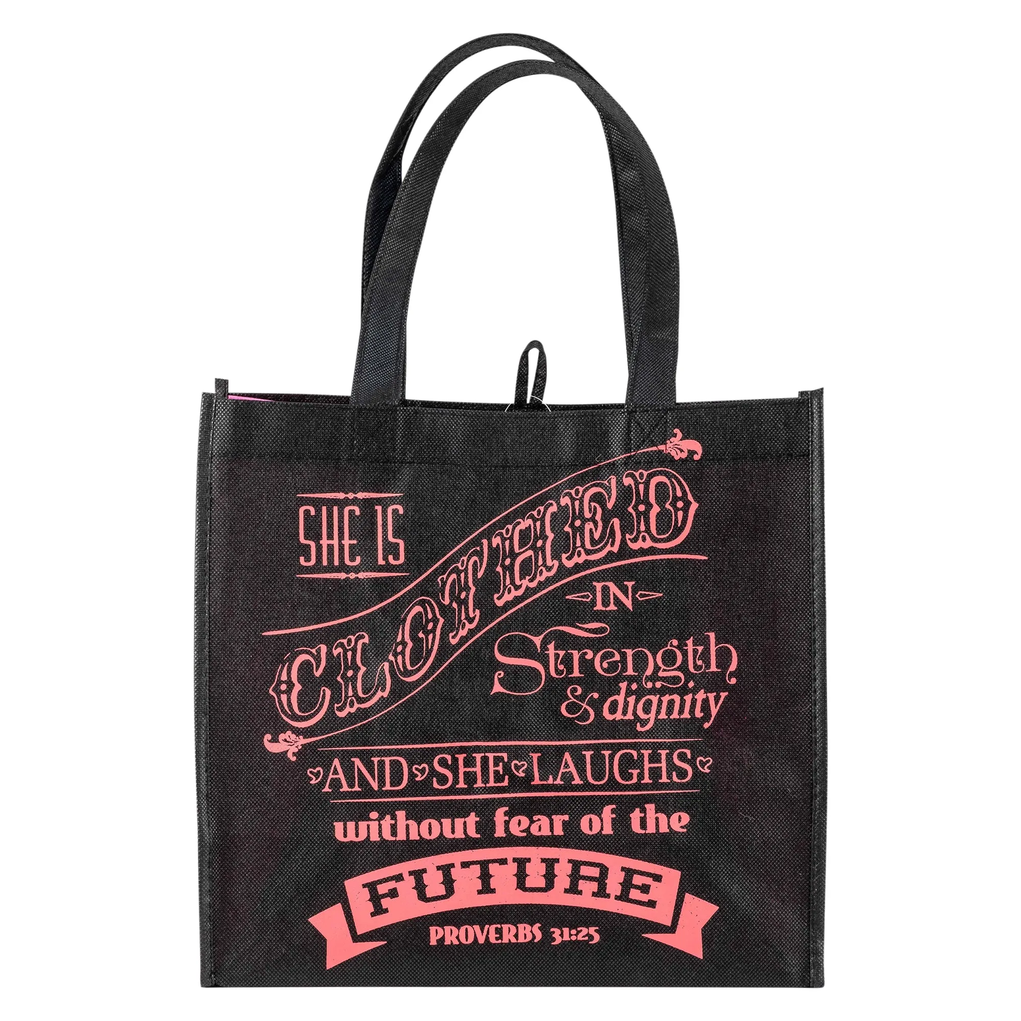 Black & Pink Eco Tote Bag - Proverbs 31 Woman