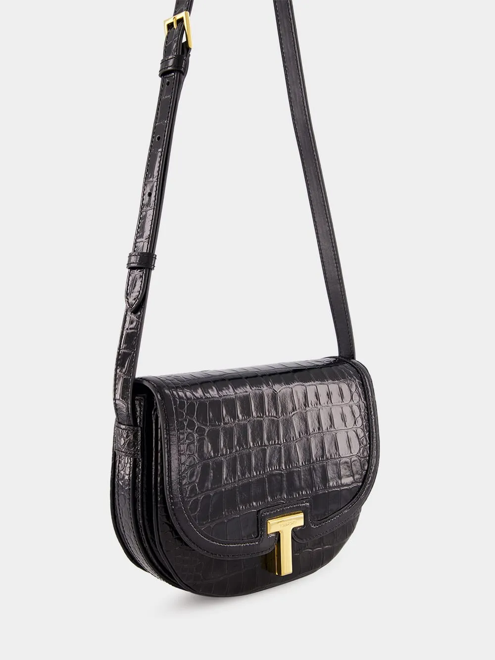 Black Crocodile Leather Wallis Crossbody Bag