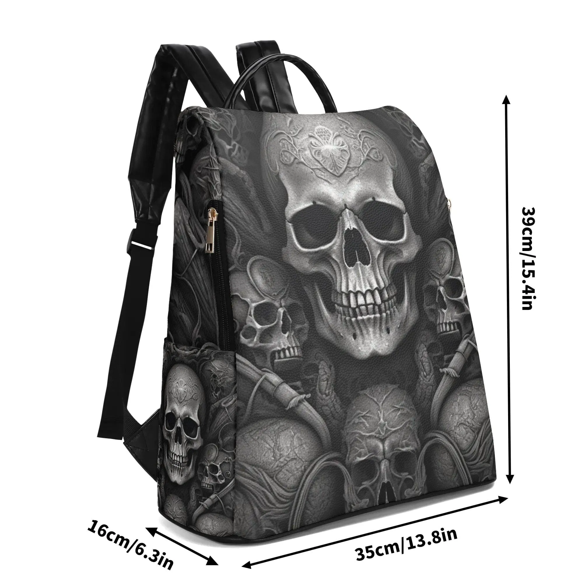 Black Skulls Travel Anti-theft Backpack