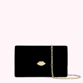 BLACK SOLID LIP VELVET YUKI CLUTCH BAG