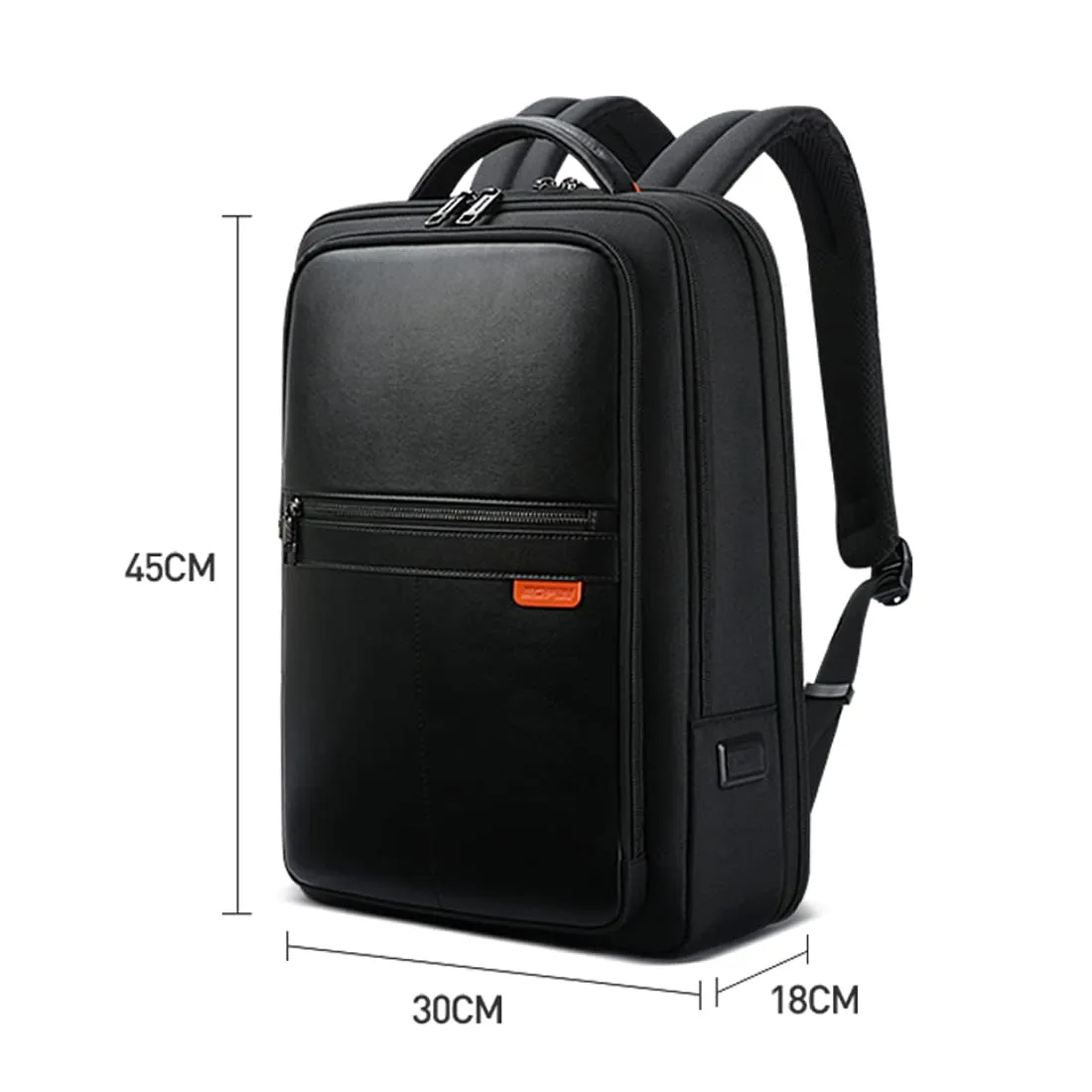 BOPAI Waterproof Nylon Large Capacity Anti-theft Laptop Backpack with USB Charging Port (Black)