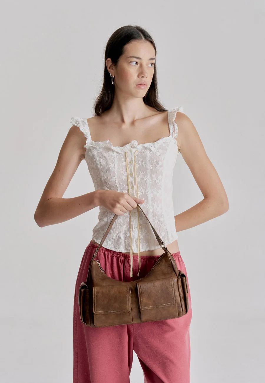 Brie Leon Rae Pocket Bag Worn Chocolate