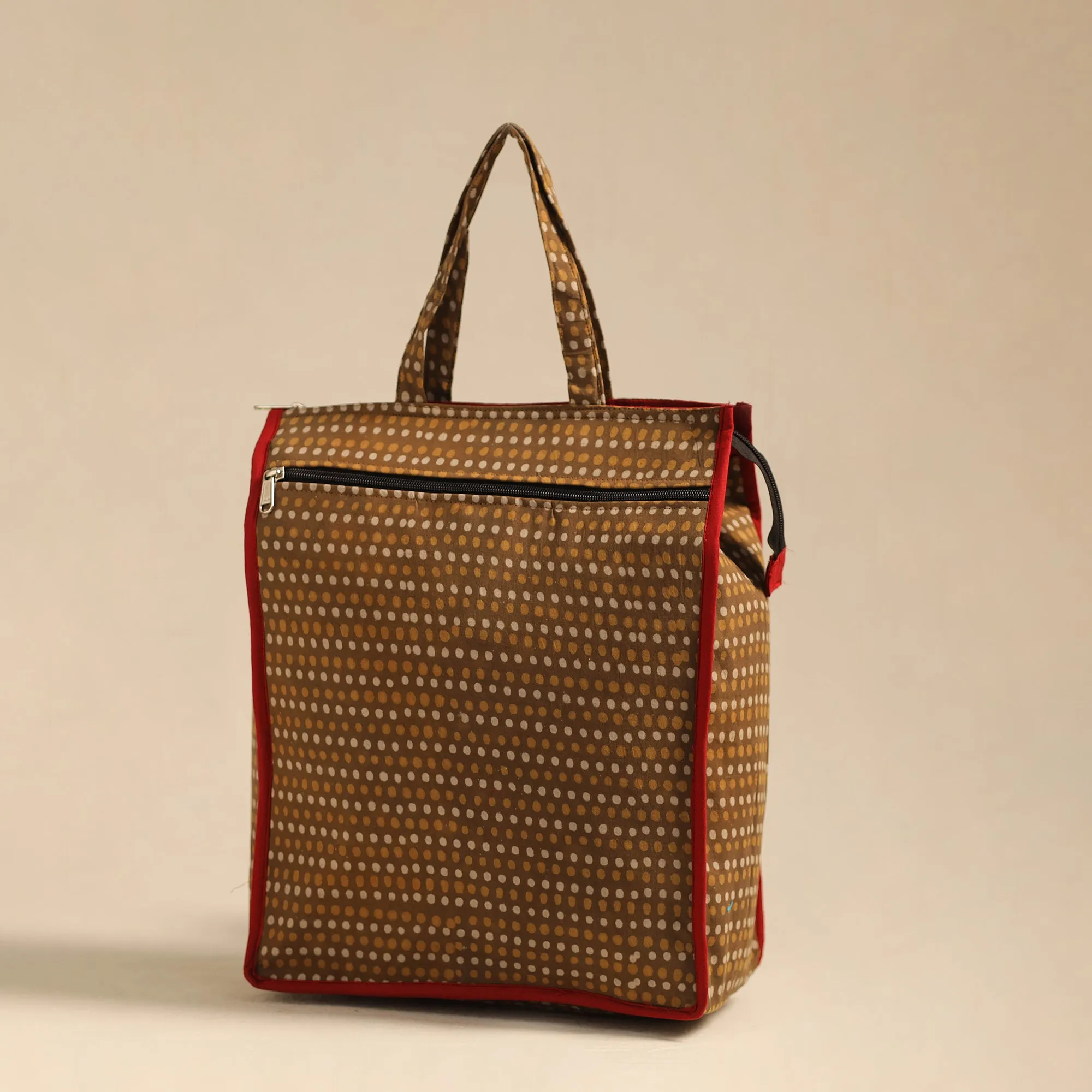 Brown - Handcrafted Cotton Shopping Hand Bag 01