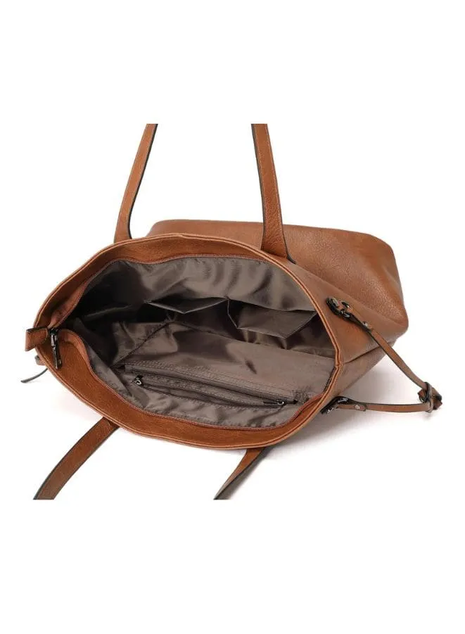 Brown Tote Bag with a Small Pouch inside