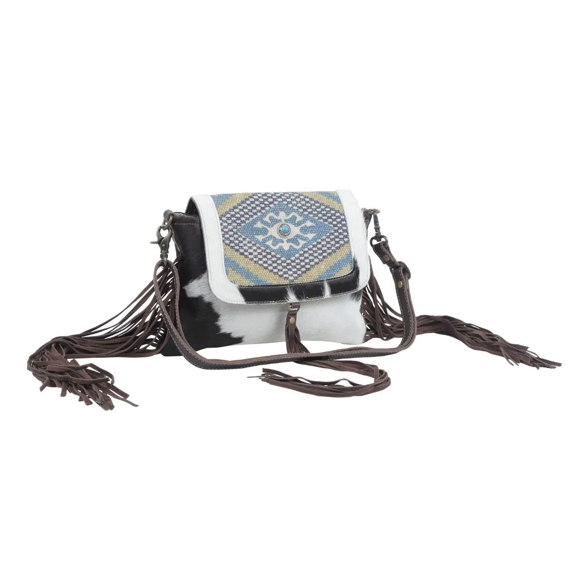 Buzzard Fringe Leather & Canvas Crossbody