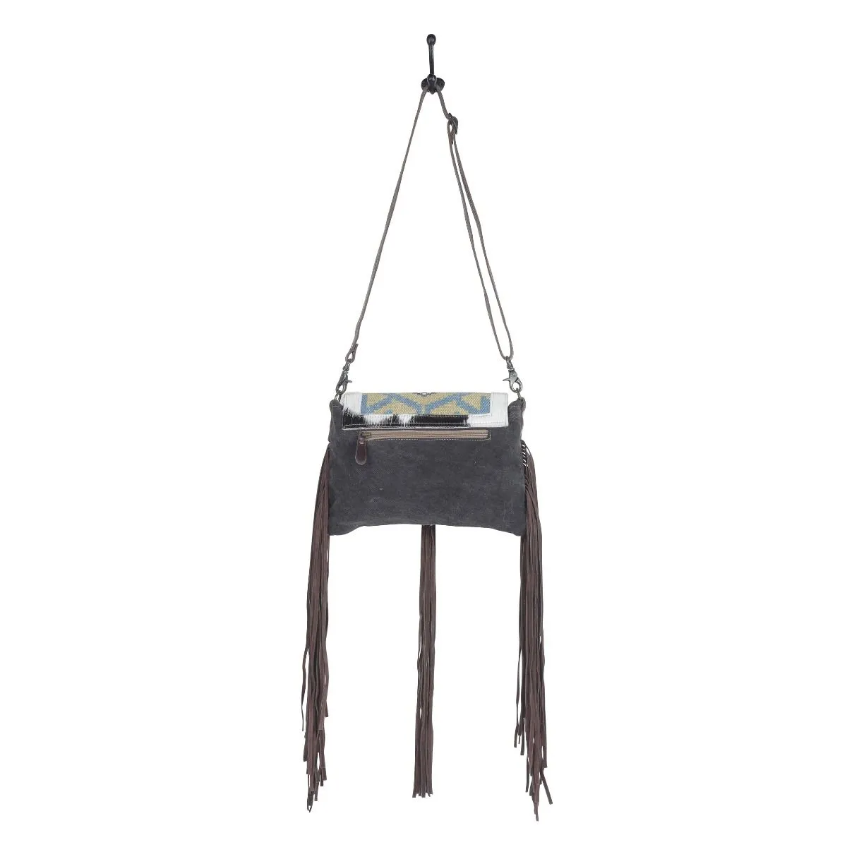 Buzzard Fringe Leather & Canvas Crossbody