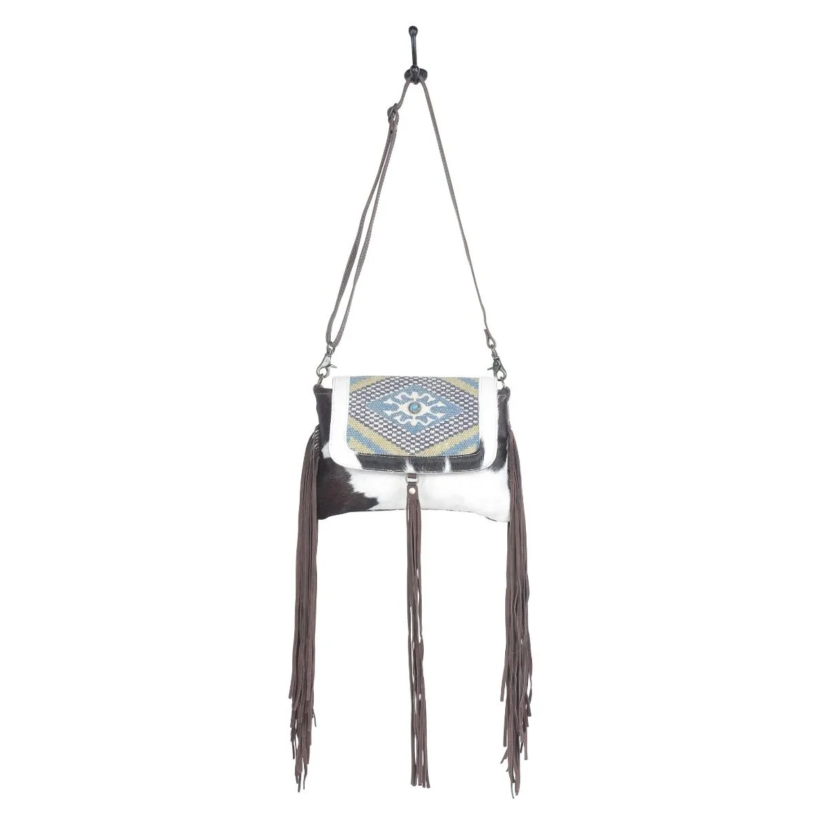 Buzzard Fringe Leather & Canvas Crossbody