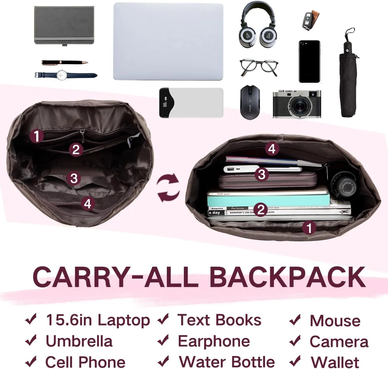 Carry-on Anti-theft Casual Daypack for Work Business Hiking