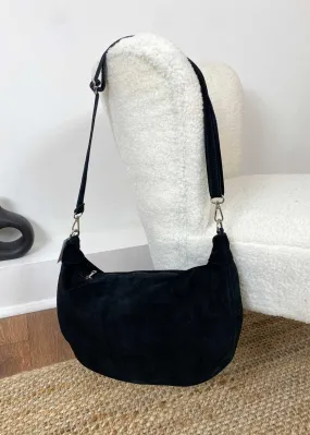 Carson Suede Hobo Bag in Black