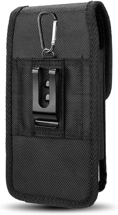 Cell Phone Pouch Nylon Holster Case with Belt Clip Cover Compatible with iPhone 14/13/12/Pro/11, Pro, Pro Max, SE2 7 8  X, Samsung Galaxy S20 FE S10  S9 A51 A01 Google Pixel 5/ Moto/LG - Large