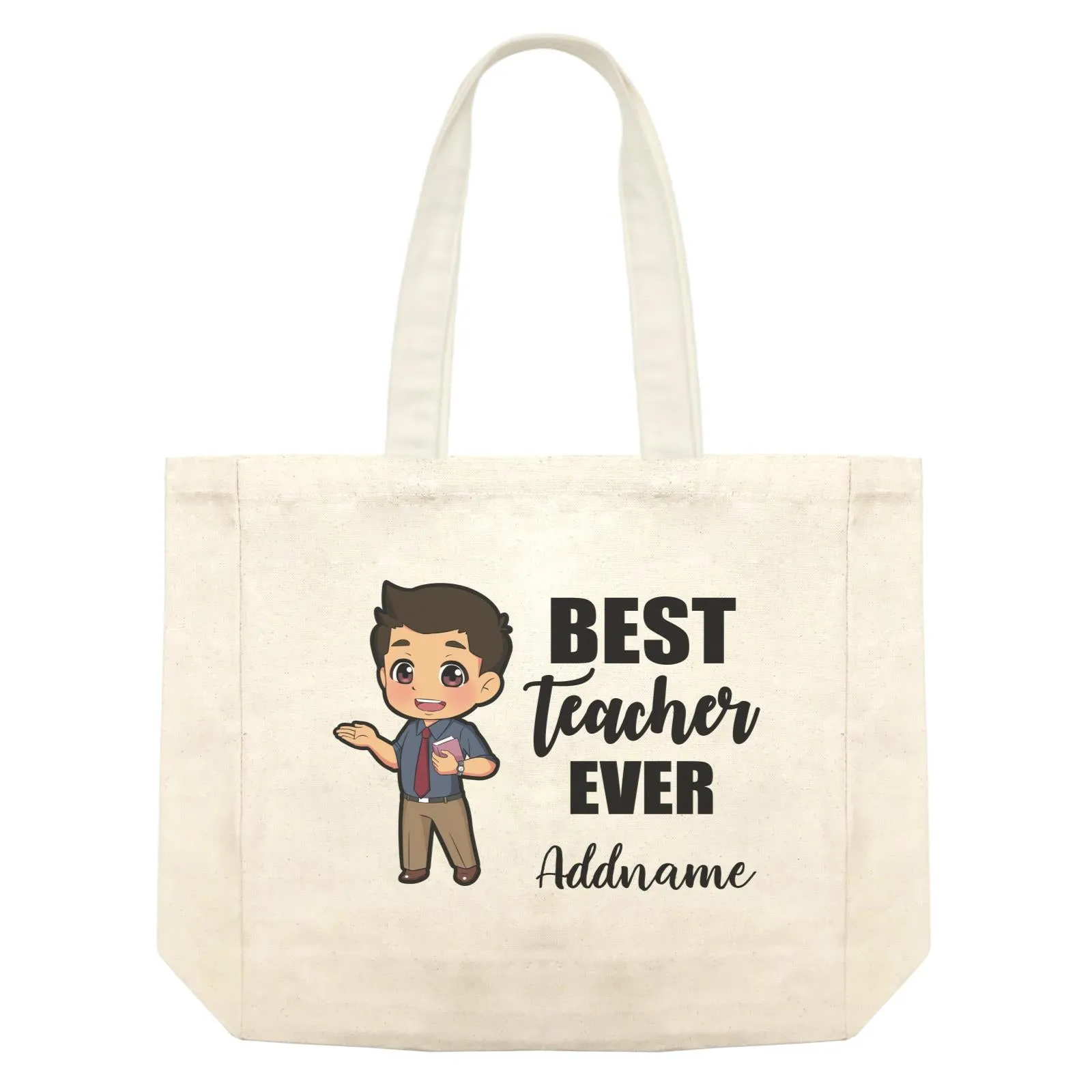 Chibi Teachers Malay Man Best Teacher Ever Addname Shopping Bag