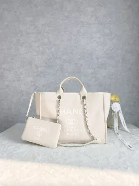 CHLSmall Shopping Bag Silver Hardware Cream For Women, Women&#8217;s Handbags, Shoulder Bags 15.2in/39cm AS3257