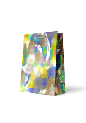 Christmas Gift Bag Medium - Christmas Trees on Holographic