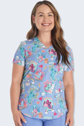 CK664 Awesome Axolotls Cherokee Print Scrub Top