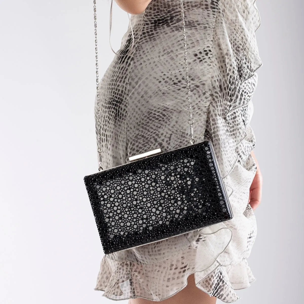 Clara - Black Sequin Glitter Clutch