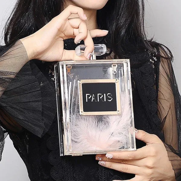 Clear Transparent Purfume Side Clutch Crossbody Bag