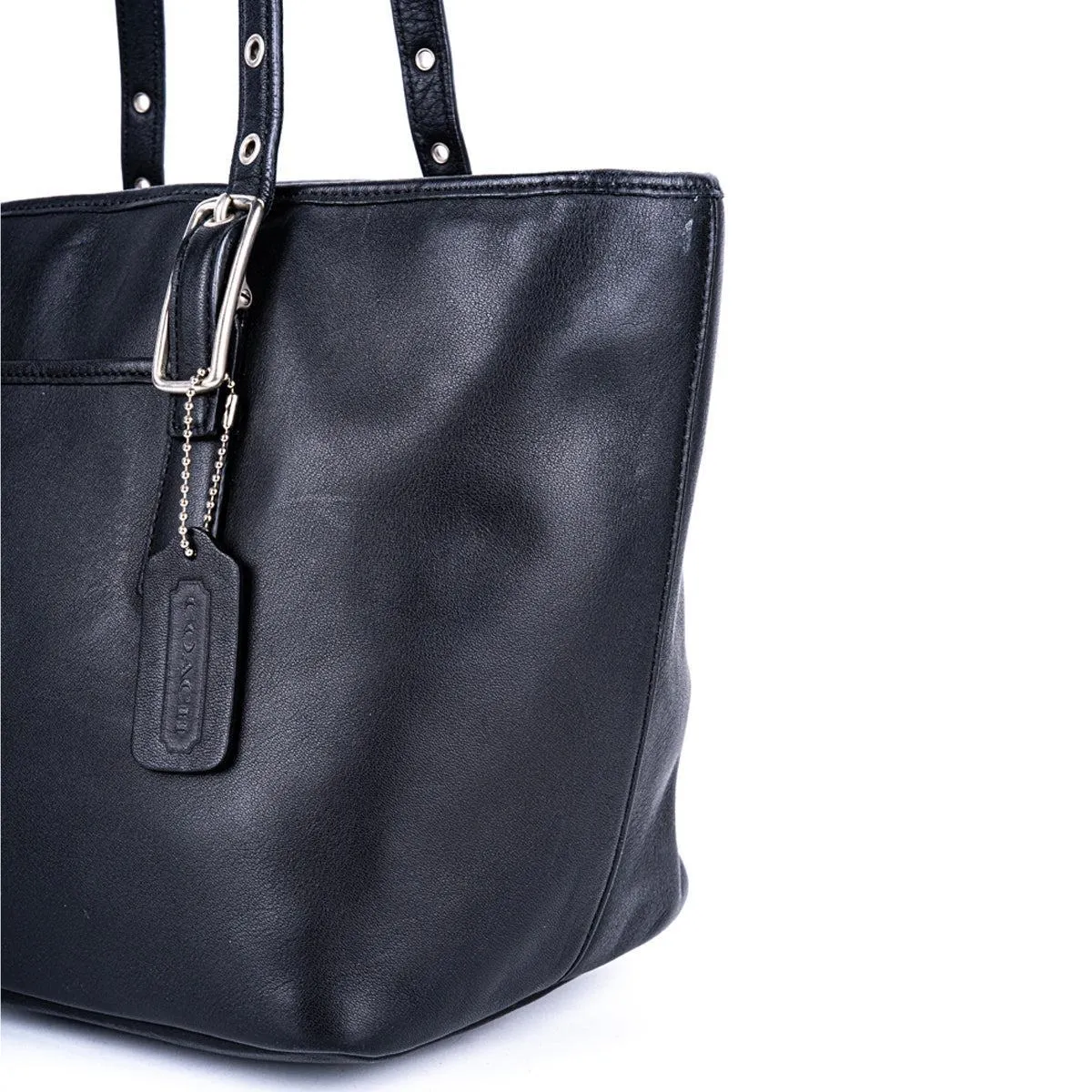 Coach Buckle Detail Tote Bags Leather Black Colour For Women