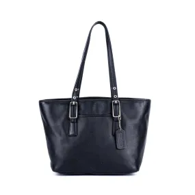 Coach Buckle Detail Tote Bags Leather Black Colour For Women