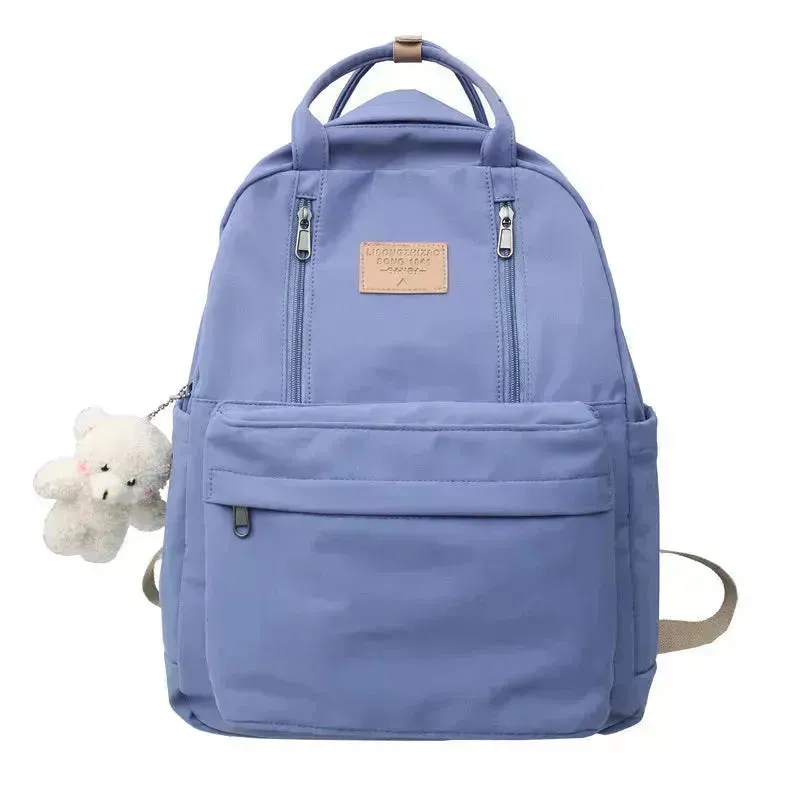 Cool Canvas Backpacks School Bag Double Zipper Bookbag