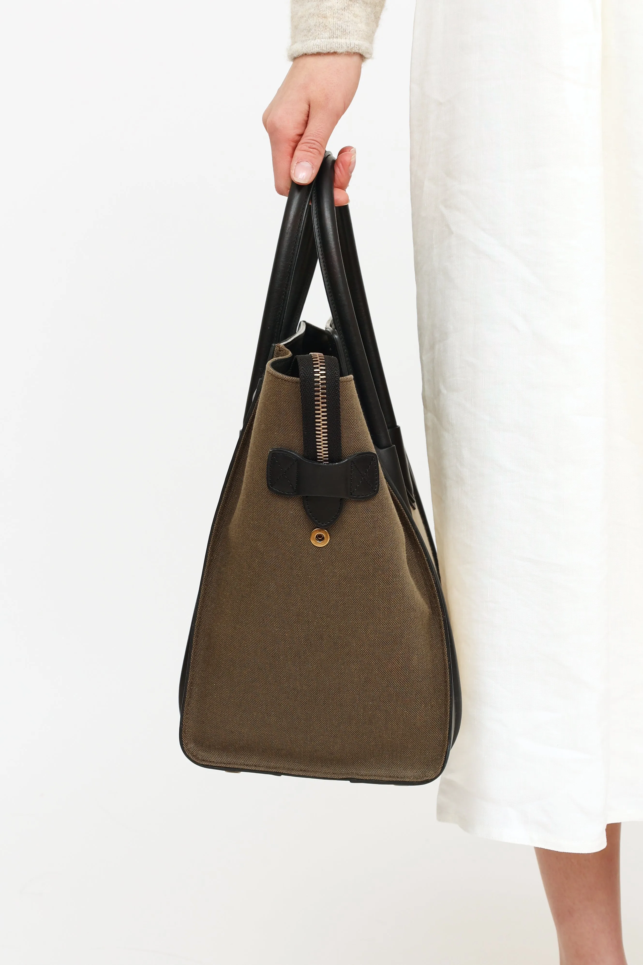 Cream Olive & Black Luggage Tote Bag