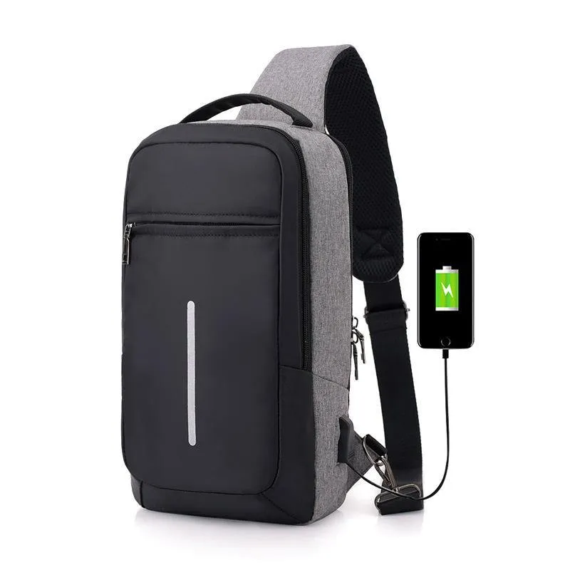 Crossbody Anti-theft USB Charging Shoulder Chest Bag Waterproof great for iPad or Android Tablet Men's Shoulder Bag Men's Backpack