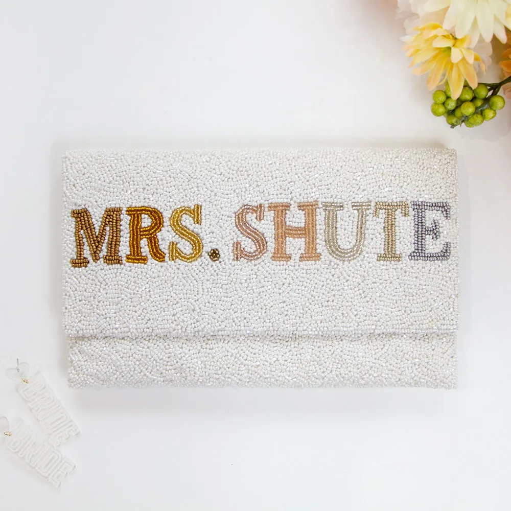 Customized Mrs. Last Name Wedding Clutch Purse (LHFC)