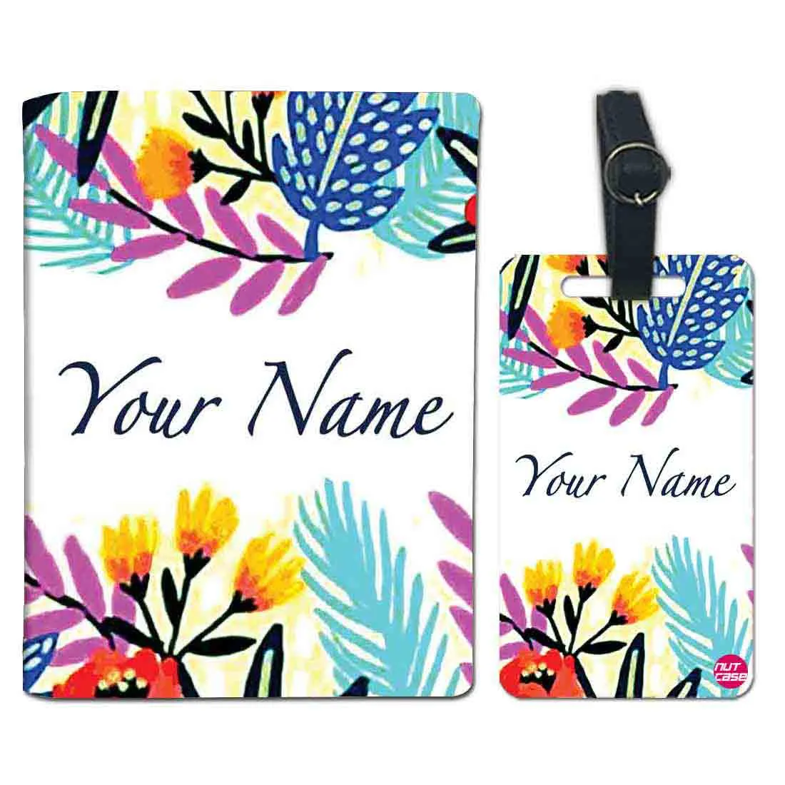 Customized Passport Cover Luggage Tag Set - Floral